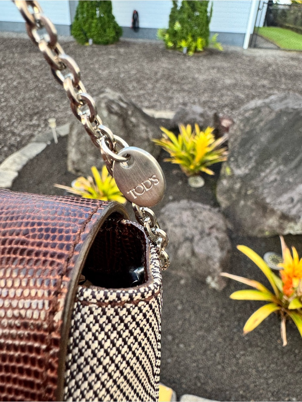 Tod's Italy Leather & Fabric Crystal Clasp Evening Shoulder Bag Clutch with COA - Picture 5 of 15